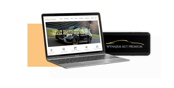 Strona www dla wypożyczalni aut Strona internetowa dla wypożyczalni samochodów - widok na laptopie